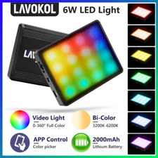 LAVOKOL 6W RGB Compact LED Video Light Panels Full Color 3200K-6200K APP Control