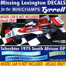 Calcomanías Lexington para el Tyrrell 007 1975 Scheckter Minichamps 1975 escala 1/43