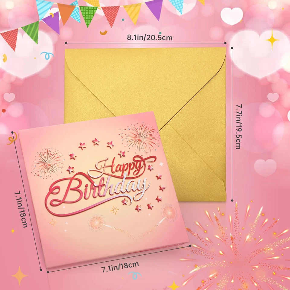 Tarjeta emergente de cumpleaños musical 3D con vela de luz LED soplable y feliz cumpleaños Foto 3 de 4