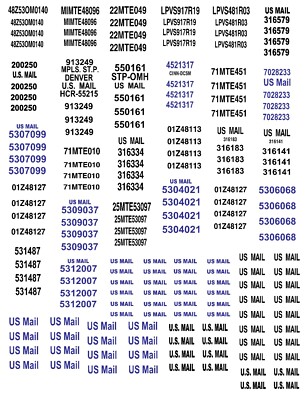 S Scale ( 1/64th ) Truck / Trailer Decals. '' US Mail Leased Trailers ''