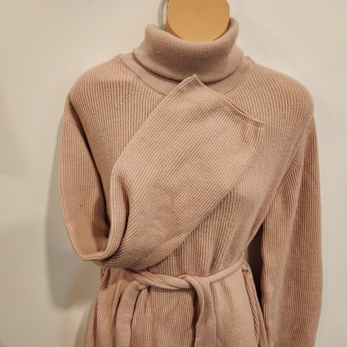 NWT NANUSHKA Canaan Marino Wool Cashmere Blend Tan Ribbed Turtleneck Dress $606 - Picture 7 of 18