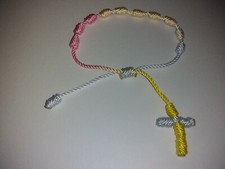 Single Decade Rosary Bracelet Handmade w/ Nylon Pink White Blue Yellow Decenario