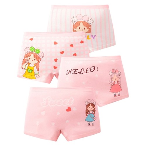 4Pcs Girls Cartoon Pattern Cotton Boxer Briefs Panties Shorts for Sensitive Skin - Picture 11 of 23