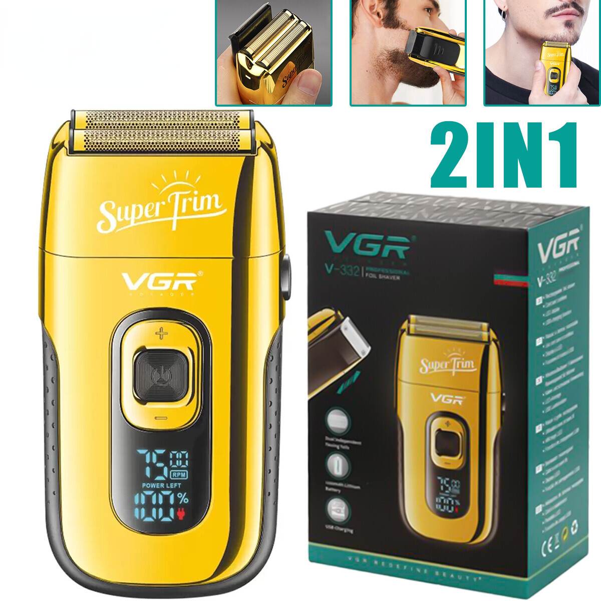 Men USB Rechargeable Electric Shaver Trimmer for Beard and Hair