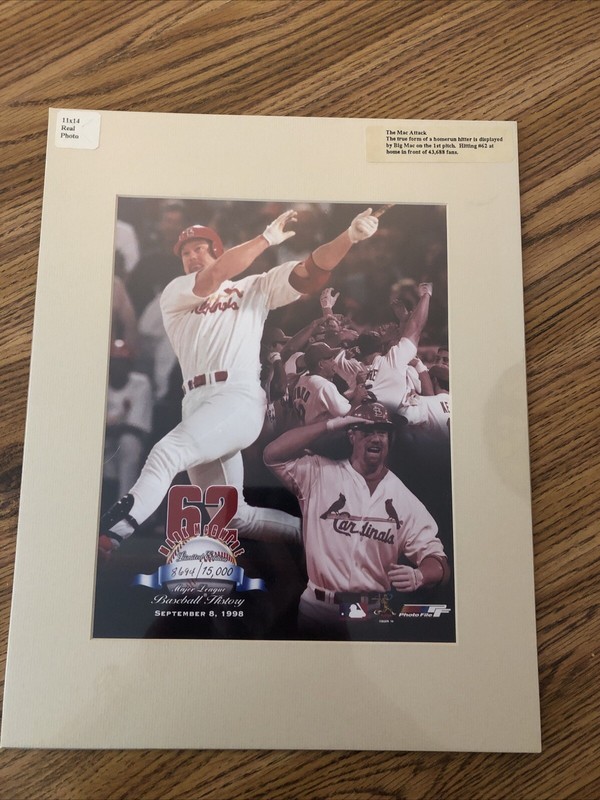Mark McGwire Home Run #62 MLB Photo Double Matted Photo File 14 x 11" 8694/15000