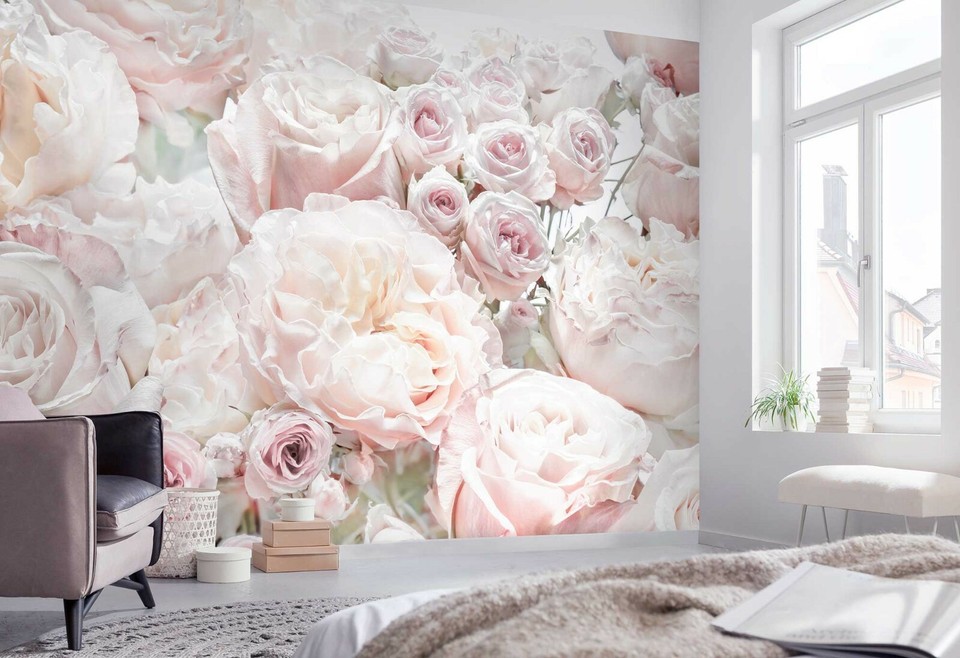 368x254cm wallpaper mural Spring Roses pink floral photo bedroom wall