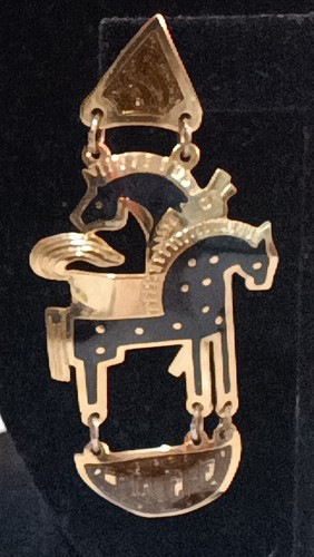 Vintage Edgar Berebi Black Gold Horse Stallion Dangle Earrings Enamel - Picture 9 of 10