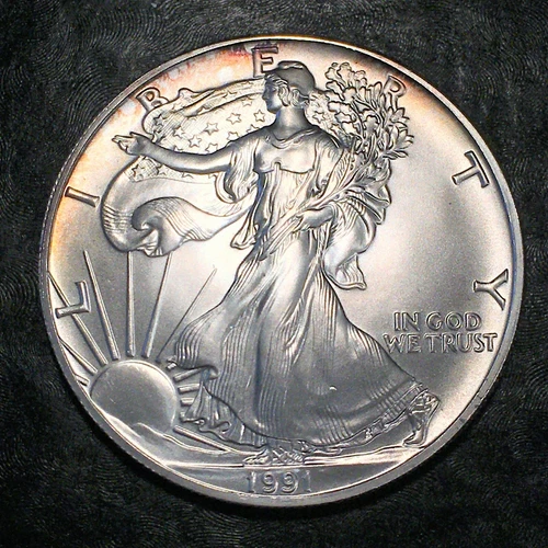 1991 Uncirculated American Silver Eagle US Mint Issue 1oz Pure Silver #J096