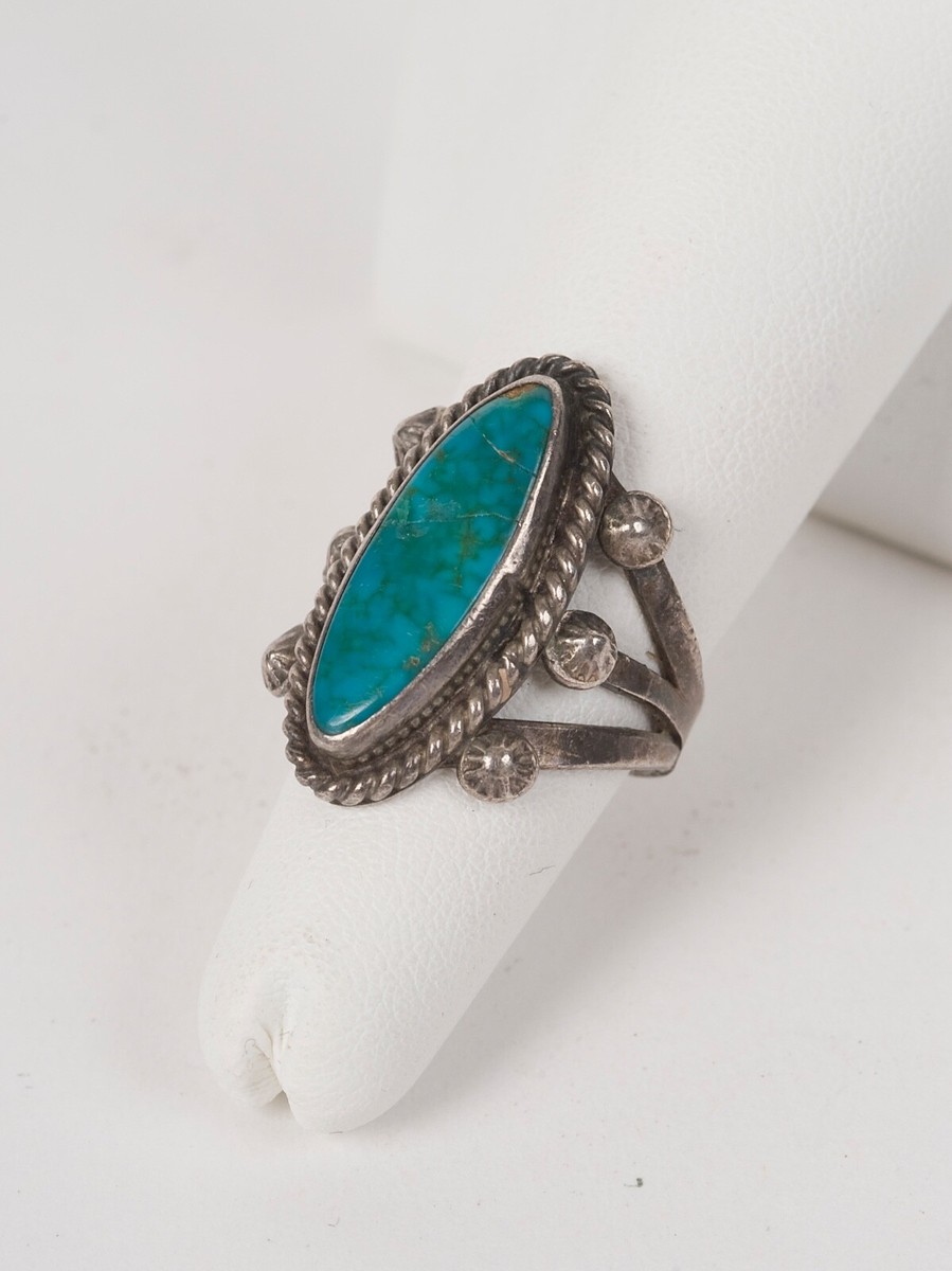 Vintage Beautiful Sterling Silver & Turquoise Ring, Size 6