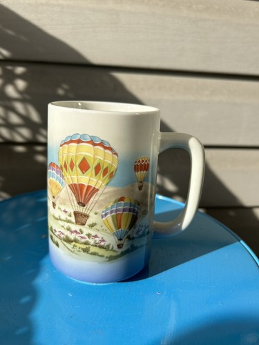 Vintage Otagiri Hot Air Balloons Ceramic Mug 15oz Japan 1970s Retro