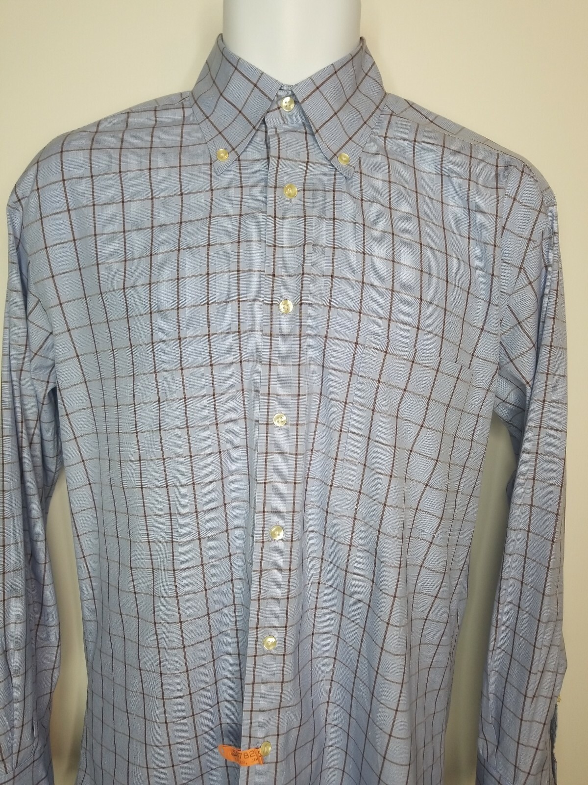 Peter Millar Button Down Blue/Brown Windowpane 10… - image 2