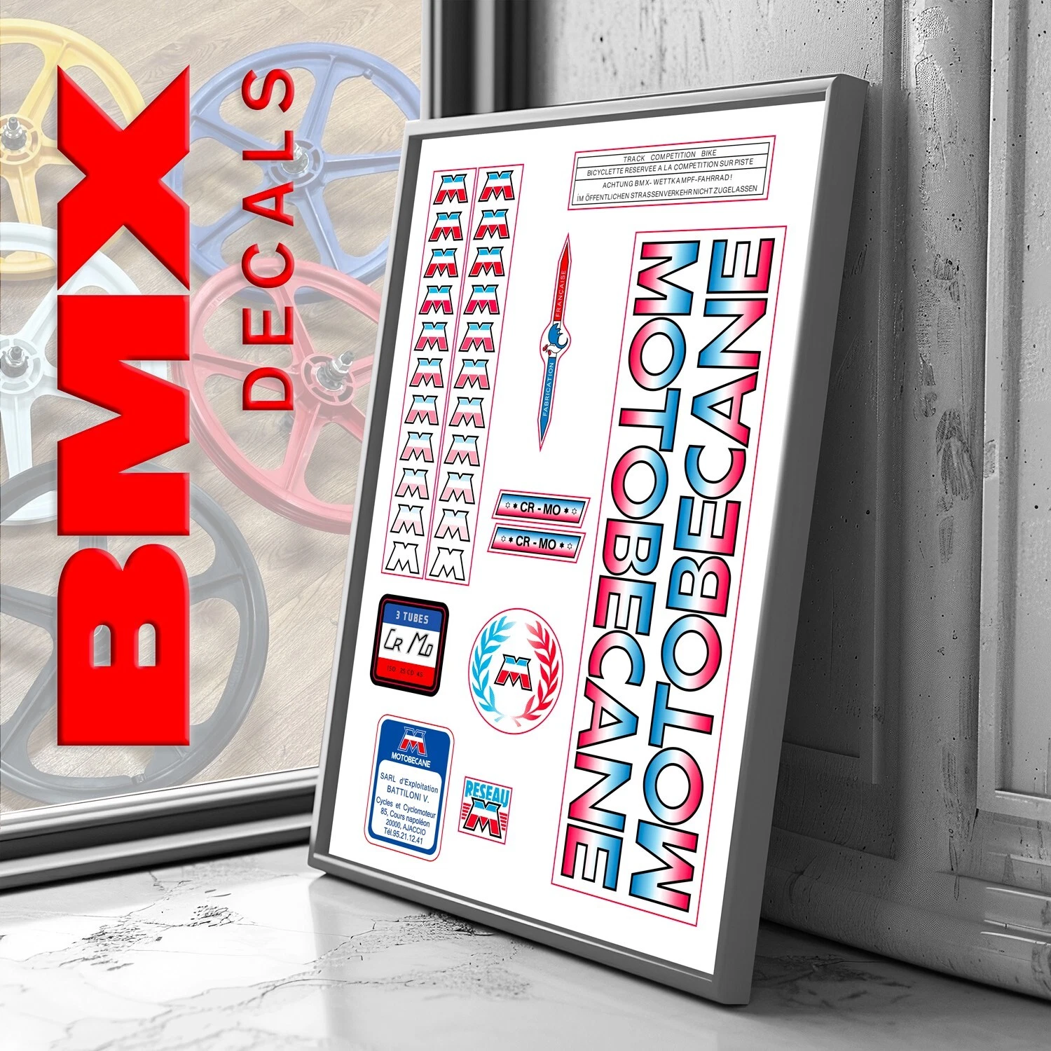 Kit déco 11 autocollants BMX MOTOBECANE