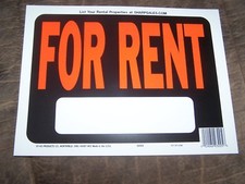 SET OF 2 Large Outdoor plastic"FOR RENT" Room for Info 12" x 9" signs, REUSABLE