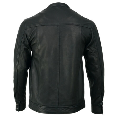 Milwaukee Leather 1604 Men's Black Stand-Up Collar Biker Goat Skin Leather Shirt - Picture 11 of 13