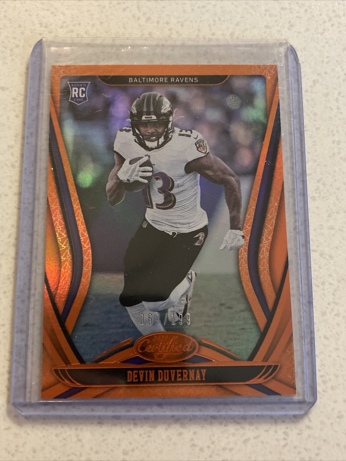 2020 Panini Certified Mirror Orange #133 Devin Duvernay /199