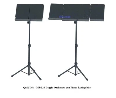 QUIKLOK Quik Lok MS320 Leggio maxi Professionale da Orchestra Piano apribile a 3 pagine