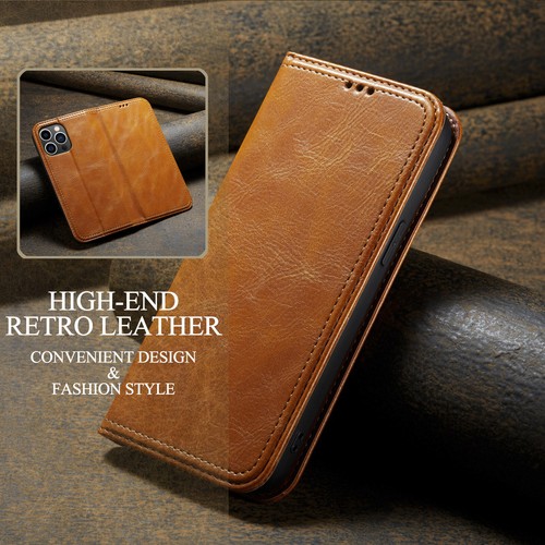 Retro Leather Wallet Case For iPhone 15 14 Plus 13 12 Mini 11 Pro Max Card Slots - Picture 8 of 26