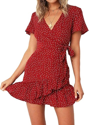 Naggoo Women's Summer Wrap V Neck Polka 