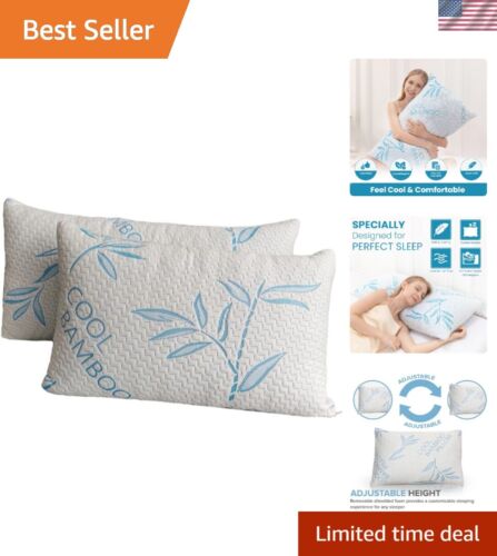2 Pack King Size Rayon Derived from Bamboo Pillows for Sleeping, Cooling Shre...