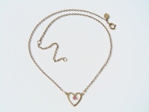 Authentic Avon Necklace Made In Ireland Gold Plated Heart Pendant With Stone 3.4 G/40 Cm