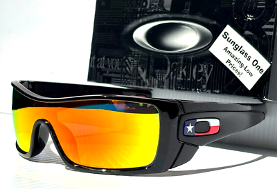 NEW Oakley BATWOLF Black Texas POLARIZED Galaxy Ruby Mirror Lens