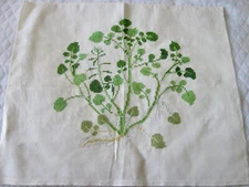 Green Leafy Bush Counted Cross Stitch Picture - UNFRAMED - 20" x 17"