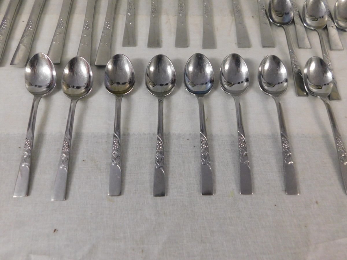 Vintage GW Stainless Steel Flatware Set Japan Grapevine Pattern | eBay