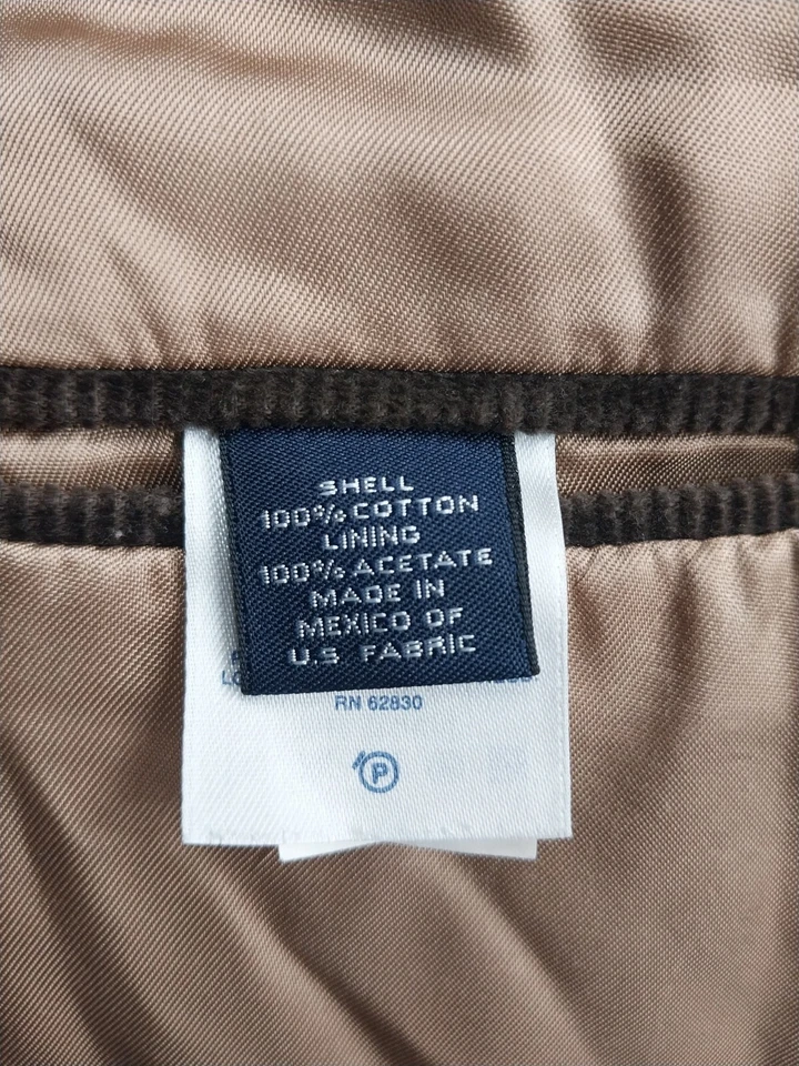 Chaqueta Blazer Lands End Para Hombre 46L Marrón Pana Dos Botones Forrada Abrigo Deportivo Foto 4 de 4