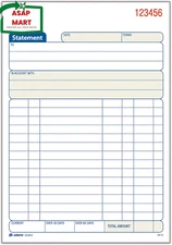 Tops Adams Statement Book, 2-Part Carbonless, White/Canary, 5-9/16 X 8-7/16 Inch