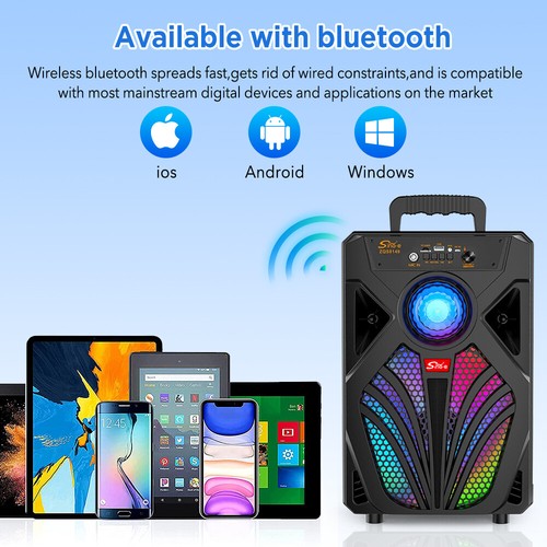 2000W Portable Wireless Bluetooth Speaker DJ Party Karaoke Stereo Subwoofer +Mic - Picture 6 of 9