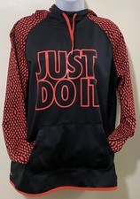 Nike Therma Fit Pocket Pull Over Hoodie Just Do It Black Red Dots Size Small