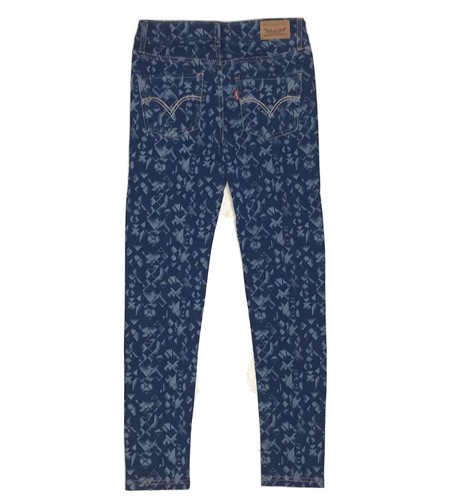 Levis Pants Girls 8 Regular Blue Denim Super Skinny Knit Jean Geometric Stretch - Picture 8 of 11