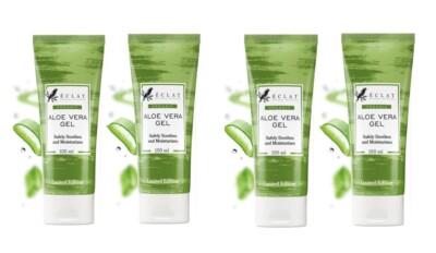 4 x Eclat Pure Aloe Vera Gel Gesicht Körper 100% natürlich Bio feuchtigkeitsspendend 4 x 100 ml