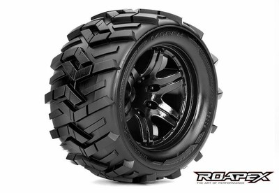 Morph 1/10 Monster Truck Tire Black Wheel with 1/2 Offset 12mm H ROPR3004-B2