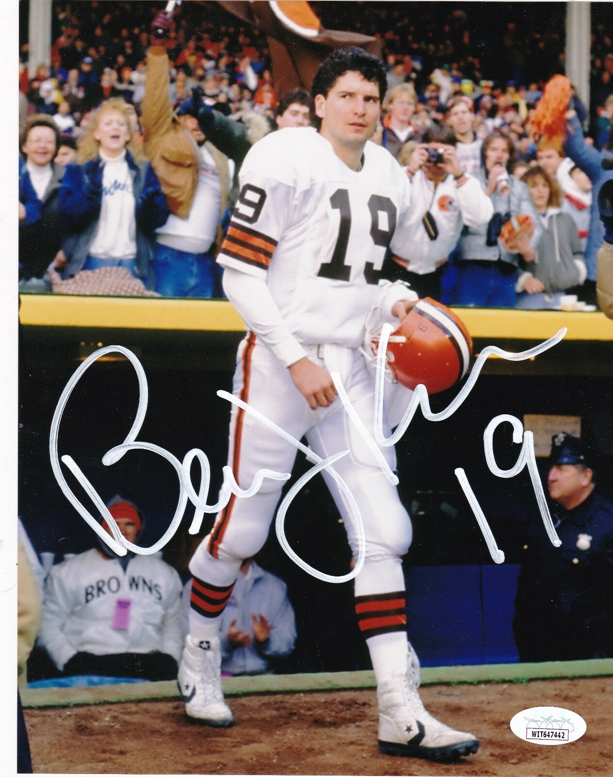 Bernie Kosar Autographed Signed Cleveland Browns JSA AUTHENTICATED ACTION 8X10 
