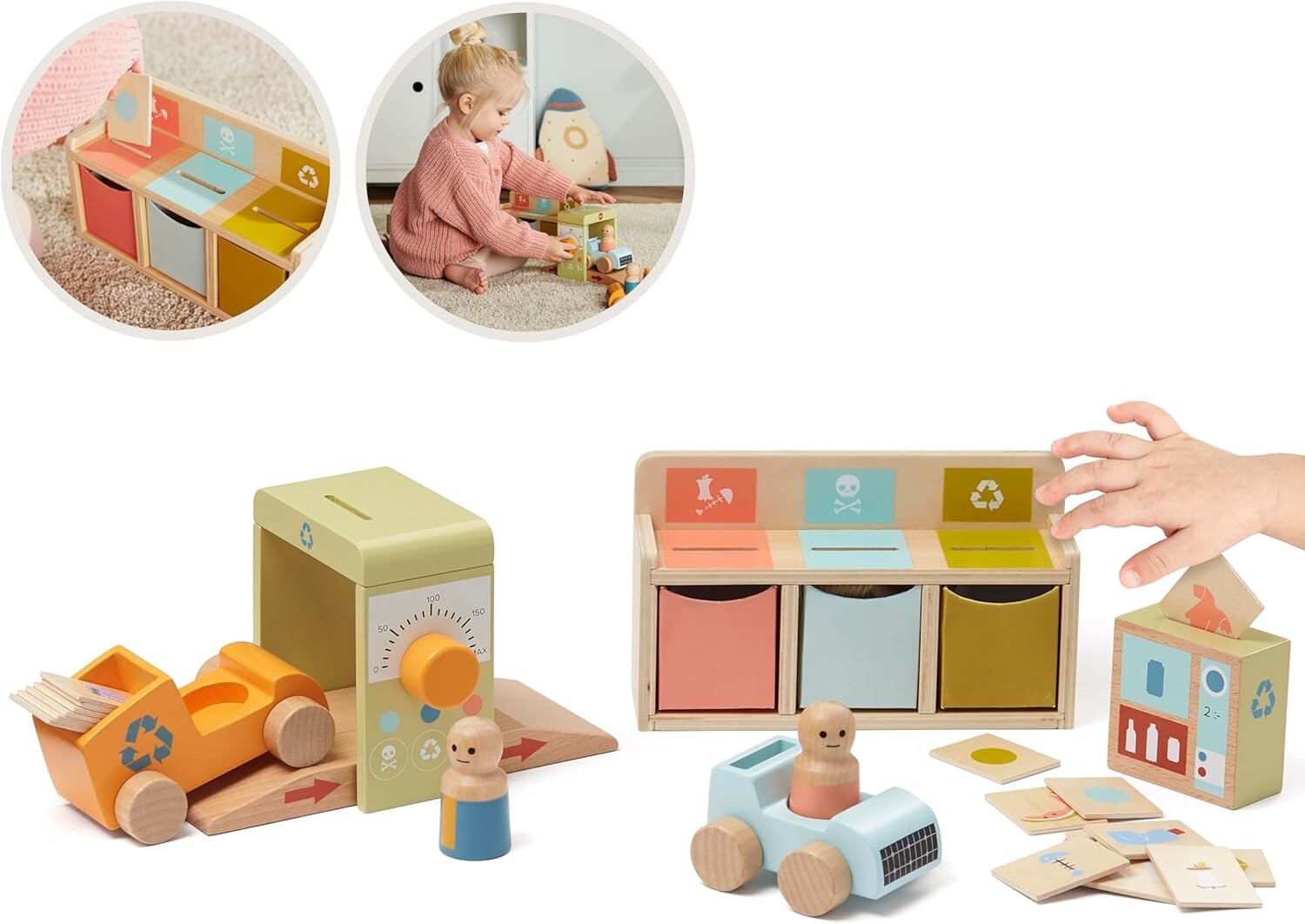 Kid’s Concept Recyclingstation AIDEN - Kinderspielzeug Holzspielzeug 3 Jahre alt - Toodl
