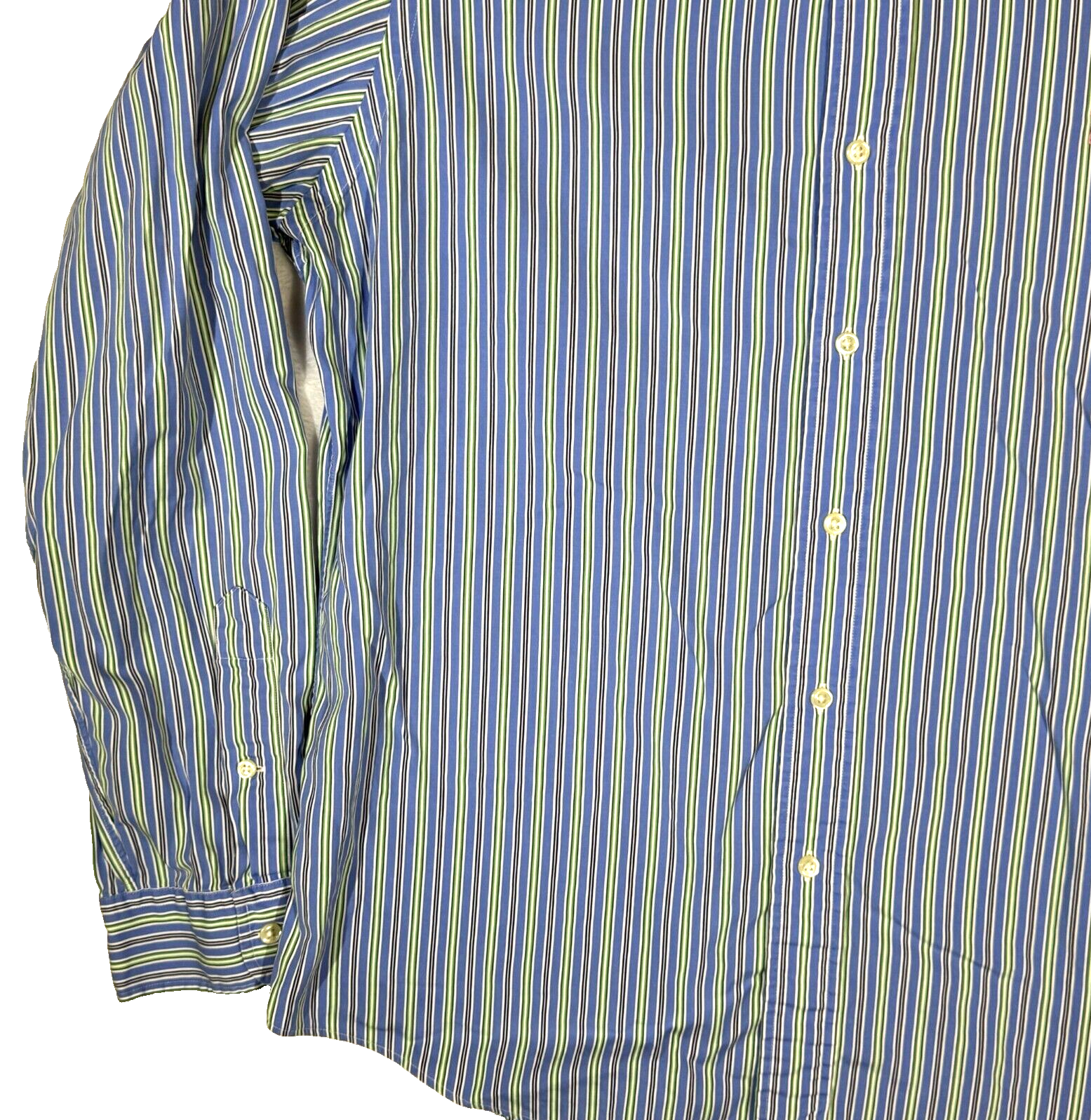 PONY Polo By Ralph Lauren Stanton camicia uomo L blu a righe vestibilità personalizzata con bottoni M782