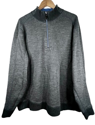 TOMMY BAHAMA Men's XL Reversible Flipshore 1/4 Zip Sweatshirt Fleece Blue Gray - Picture 17 of 24