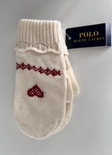 Polo Ralph Laurent Holiday Chic Cream Children Gloves Size 4-6 XS