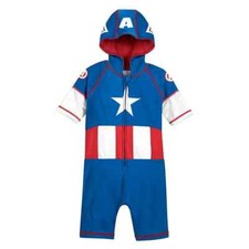 Disney Store Captain America Rash Guard Wetsuit Swimsuit  5/6