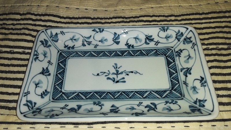 Andrea by Sadek Blue and White Porcelain Vanity Tray Made in Japan