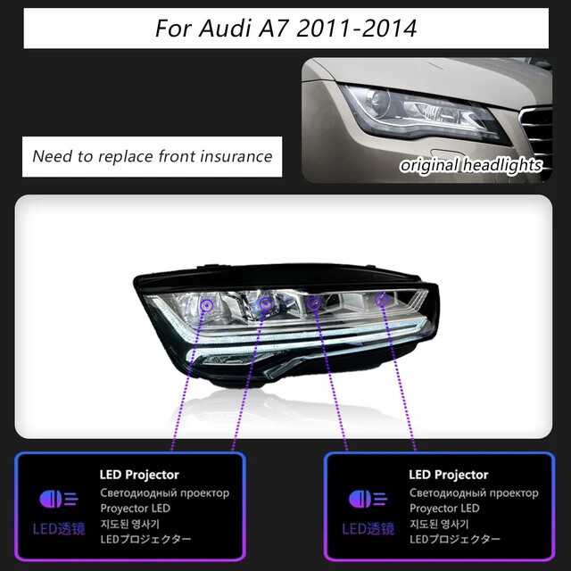 For Audi A7 2011-2017 LED Headlight Daytime Running Lights Dynamic