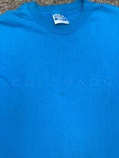 Vintage Embroidered T-Shirt Men Sz Large Colorado Teal Single Stitch Made In USA