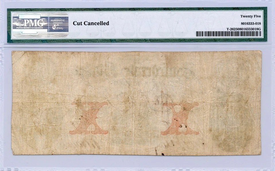 1861 $10 Confederate States of America T-26 - Very Fine, PMG VF25 - Image 2 of 2