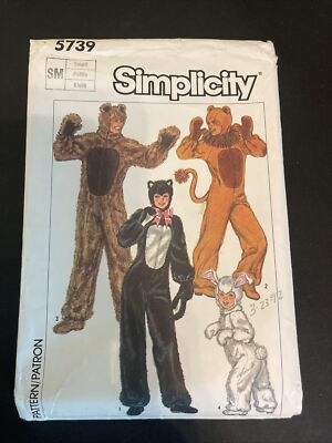 Simplicity Sewing Pattern Costume Lion Cat Rabbit Small Adult Precut 5739