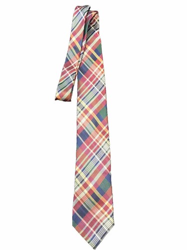 Vintage Izod Mens Necktie Multi Color Plaid