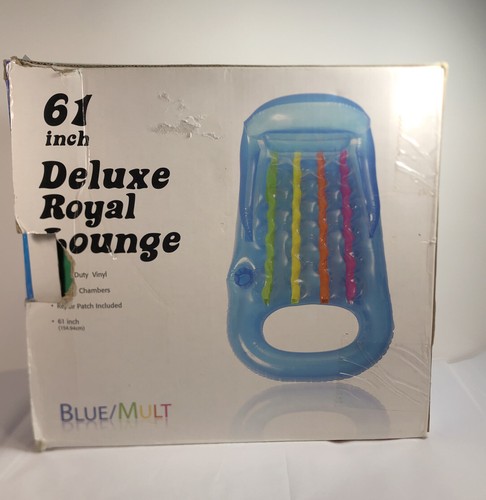 Pool Float Deluxe Royal Lounge Inflatable Olympia 61” Blue Multicolor - Picture 8 of 10