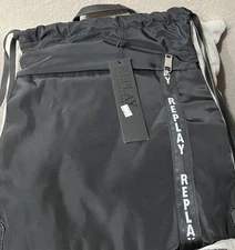 REPLAY Drawstring Backpack in Black