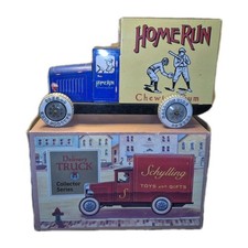 1990 Schylling Tin Toy Truck Home Run Chewing Gum W/Box Good Condition