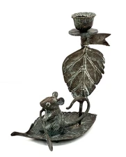 Vintage SPI San Pacific Mouse Leaf SailBoat Paddle Candle Holder Brass Boat